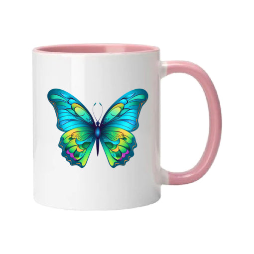Mug - 11oz - Blue Coloured Green Butterfly 2