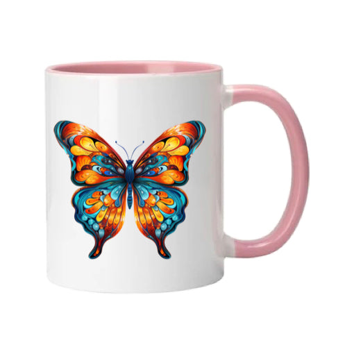 Mug - 11oz - Blue Coloured Orange Butterfly 1