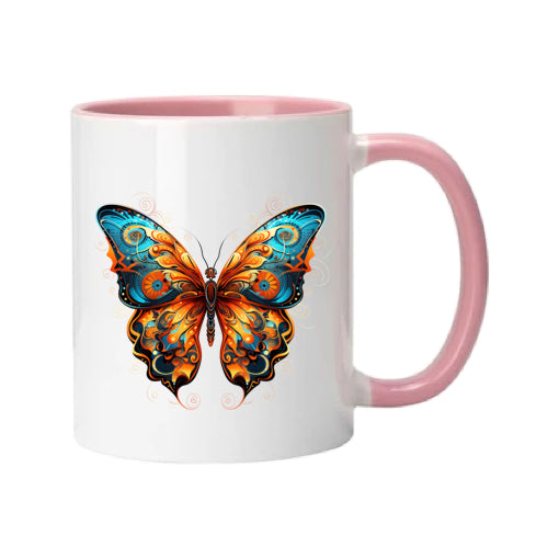 Mug - 11oz - Blue Coloured Orange Butterfly 2