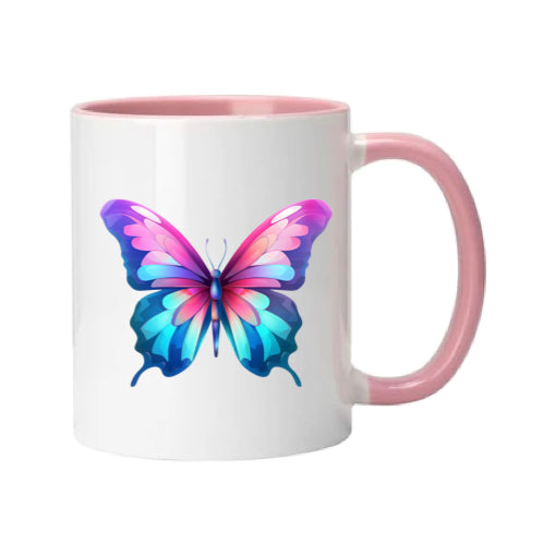 Mug - 11oz - Pink Coloured Blue Butterfly 4
