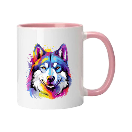 Mug - 11oz - Siberian Husky in vibrant watercolours