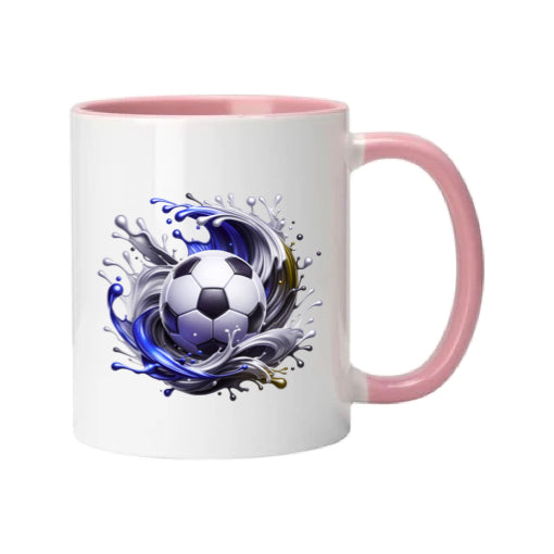 Mug - 11oz - Sports - Blue & Black Paint Splashed Football