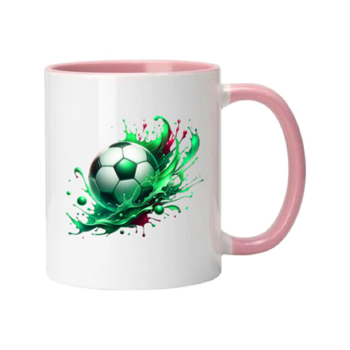 Mug - 11oz - Sports - Green & Red Paint Splashed Football 1