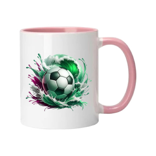 Mug - 11oz - Sports - Green & Red Paint Splashed Football 2