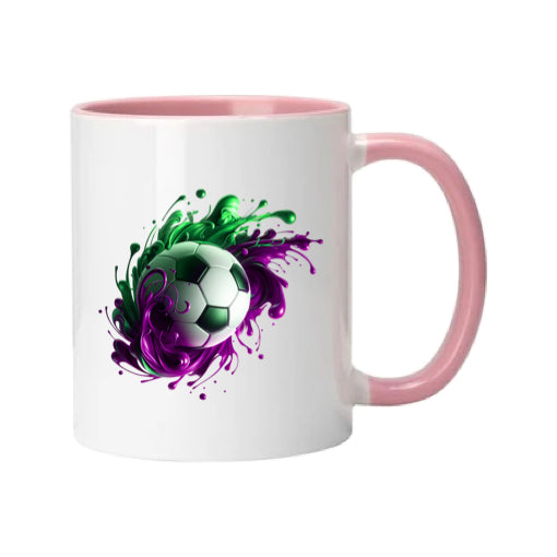 Mug - 11oz - Sports - Green & Purple Paint Splashed Football