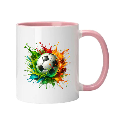 Mug - 11oz - Sports - Green, Red, Orange Paint Splashed Football