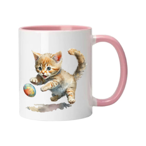 Mug - 11oz - Kitten playing with a ball