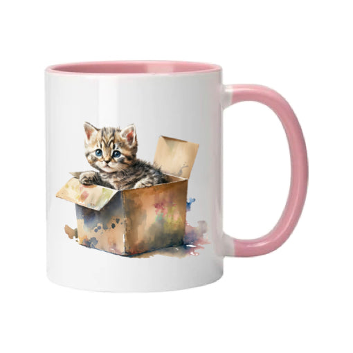 Mug - 11oz - Kitten in a cardboard box