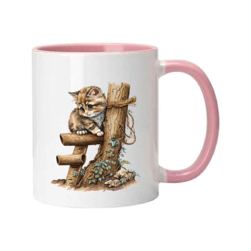 Mug - 11oz - Kitten and a tree trunk