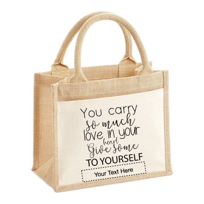 Jute Tote Bags - Mental Health Sayings