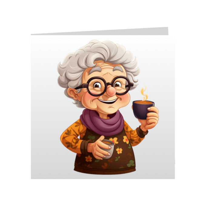 Square Greeting Cards - OAP's with Food & Drink