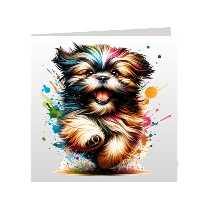 Square Greeting Cards with paint splashed dog breeds