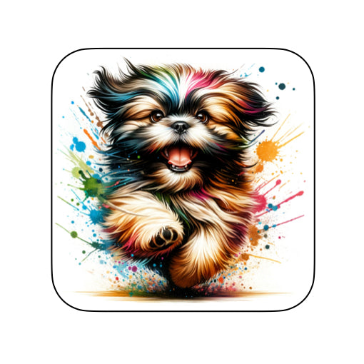 Coasters of paint splashed dog breeds