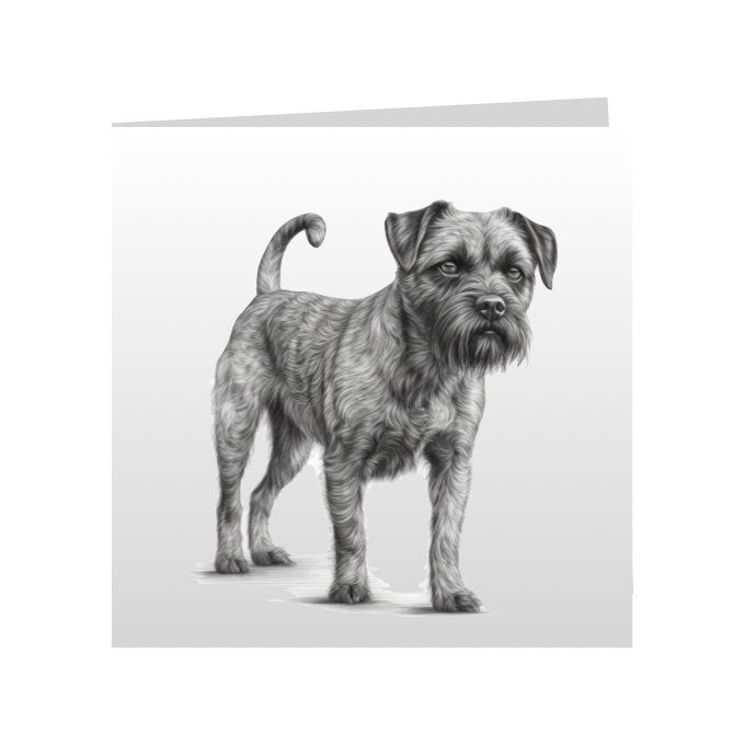 Square Greeting Cards with Sketched Border Terriers