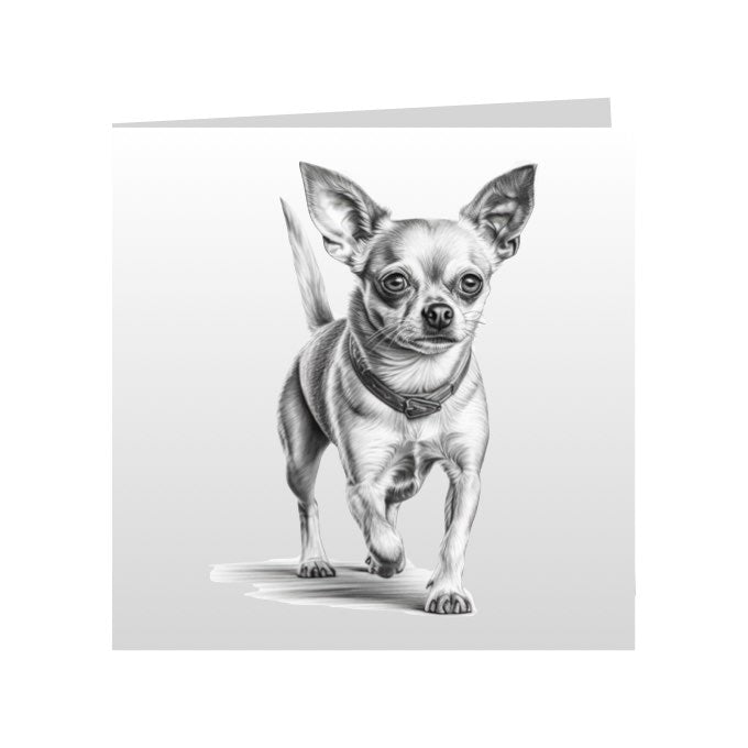 Square Greeting Cards with Sketched Chihuahua