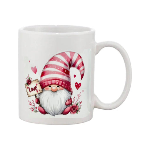 Mug - 11oz - “Love" with a pink gnome
