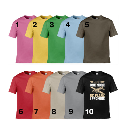 Mens T-Shirt (Gildan Softstyle 64000) - 10 Colours to choose from with 'Just one more RC plane I promise'