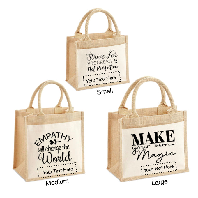 Jute Tote Bags - Mental Health Sayings