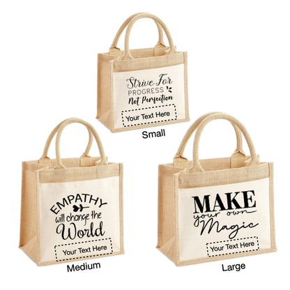 Jute Tote Bags - Mental Health Sayings