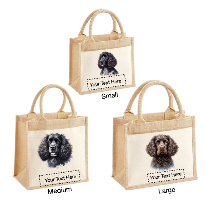 Jute Tote Bags - With 4 different images of American Water Spaniel dogs