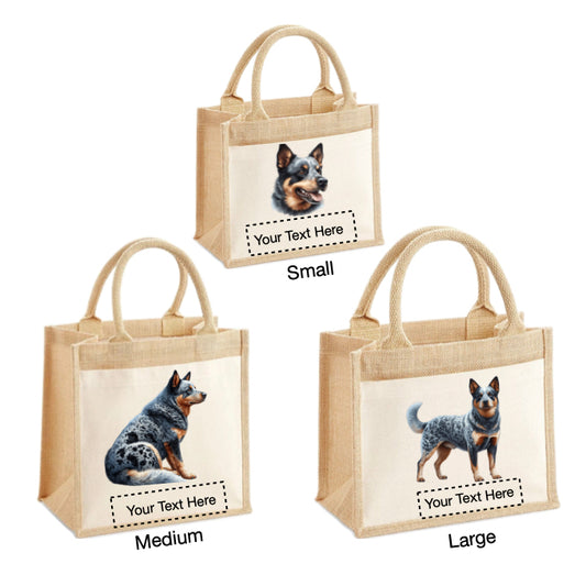 Jute Tote Bags - With 11 different images of Australian Cattle dogs