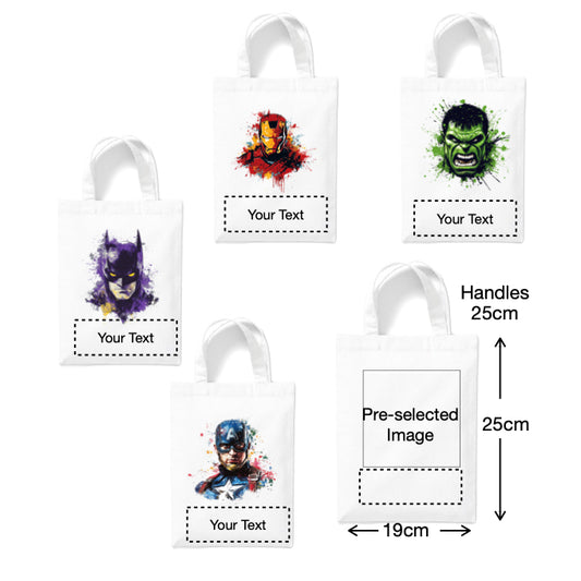 Small White Cotton Tote Bags 2.5ltr - Marvel Characters