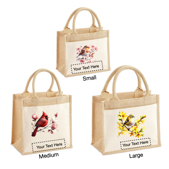 Jute Tote Bags - With 18 different Watercolour Birds - Group B