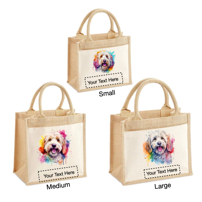 Jute Tote Bags - With 8 different images of Labradoodle dog breed