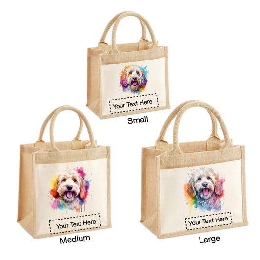 Jute Tote Bags - With 8 different images of Labradoodle dog breed