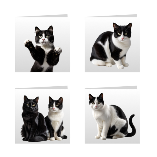 Square Greeting Cards - Black & White Cats