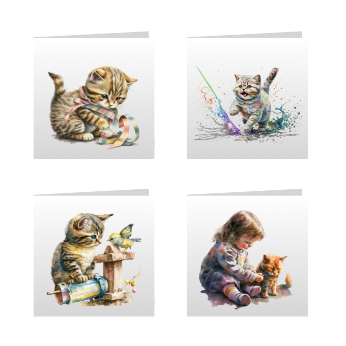 Square Greeting Cards - Cute Kittens