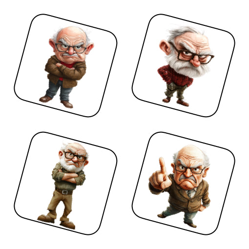 Coasters with OAP Grumpy Old Git