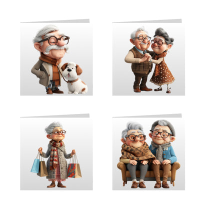 Square Greeting Cards - OAP men, women and couples