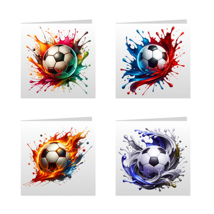 Square Greeting Cards - Sport - Paint Splashed Footballs