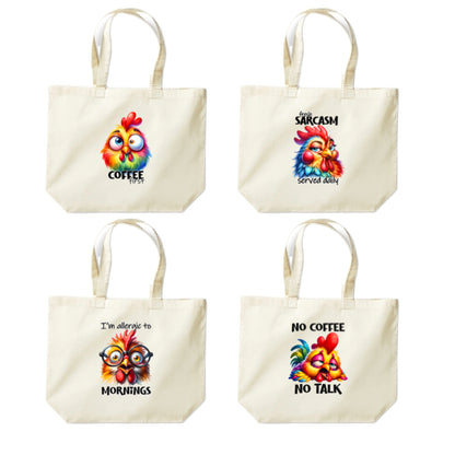 Cotton Tote Bags 18ltr-  Sarcastic Quotes with Chickens