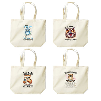 Cotton Tote Bags 18ltr-  Sarcastic Quotes with Owls