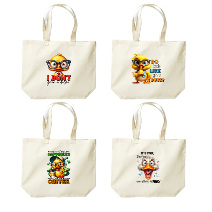 Cotton Tote Bags 18ltr-  Sarcastic Quotes with Ducks