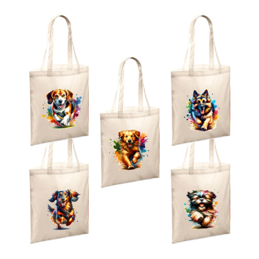 Polyester Tote Bags 10ltr - Paint Splashed Dog Breeds