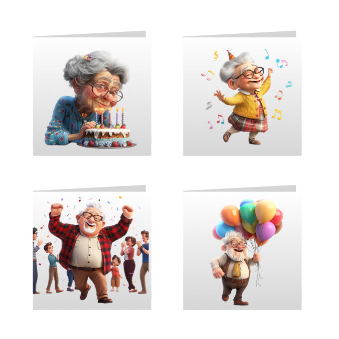 Square Greeting Cards - OAP Birthday