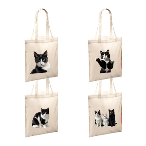 Polyester Tote Bags 10ltr with Black & White Cats