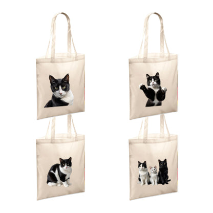 Polyester Tote Bags 10ltr with Black & White Cats