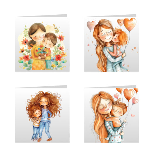 Square Greeting Cards for Woman & Child