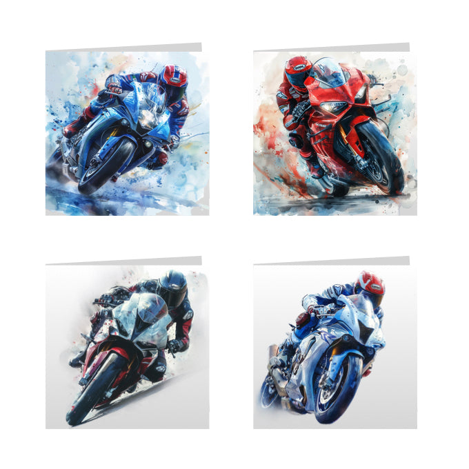 Square Greeting Cards with Super Motorbikes