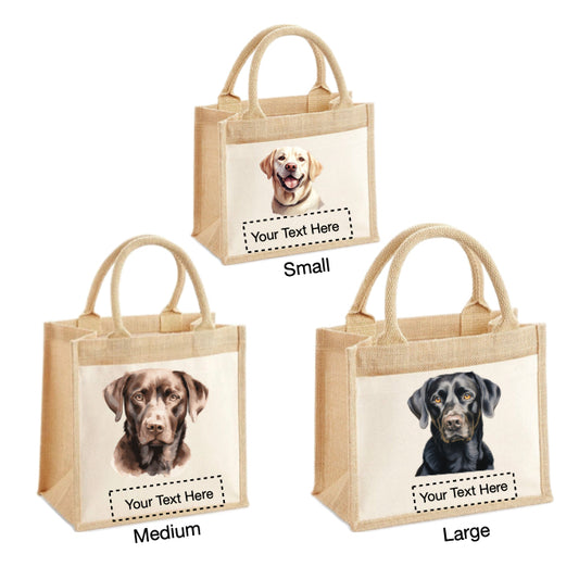 Jute Tote Bags - With 22 different Portraits of Labrador dog breed
