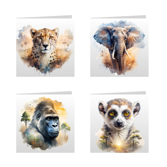 Square Greeting Cards - African Safari Wild Animals