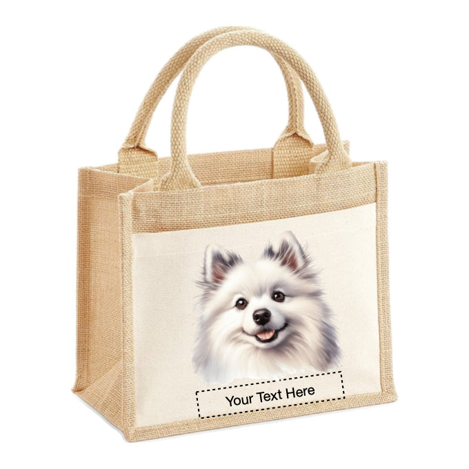 Jute Tote Bags - With 5 different images of American Eskimo dogs