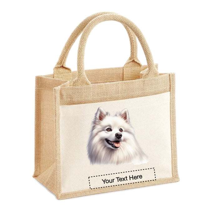 Jute Tote Bags - With 5 different images of American Eskimo dogs