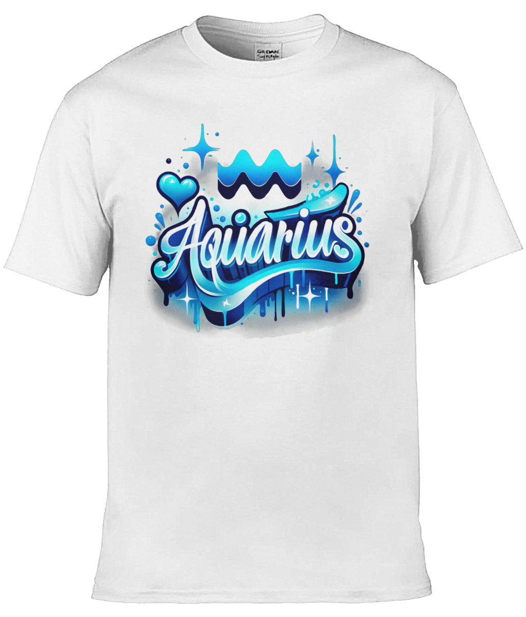 Mens T-Shirt (Gildan Softstyle 64000) -  with Zodiac Sign - Aquarius