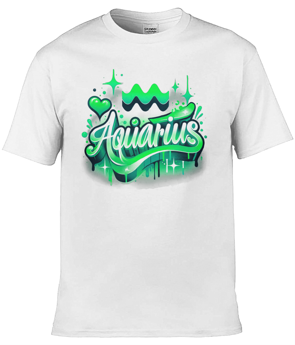 Mens T-Shirt (Gildan Softstyle 64000) -  with Zodiac Sign - Aquarius