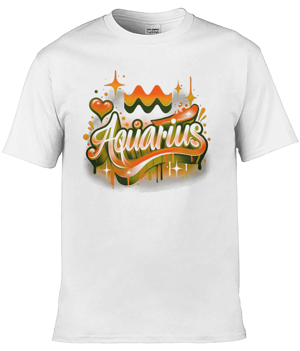 Mens T-Shirt (Gildan Softstyle 64000) -  with Zodiac Sign - Aquarius